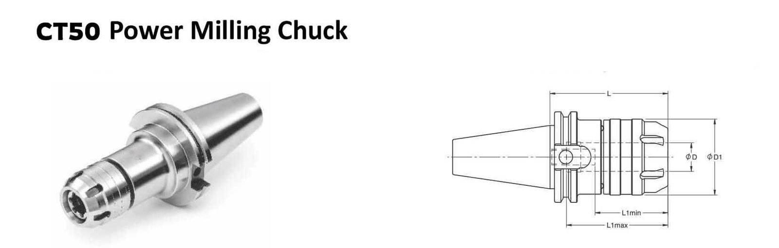 CT50 C 0.750 - 3.25 Power Milling Chuck (Balanced to 2.5G 25000 rpm)